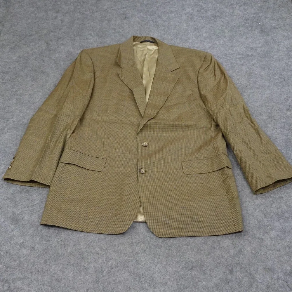 Brooks Brother Sports Jacket Mens 42R Brown Wool Coat Blazer Plaid